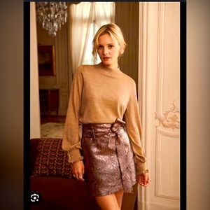 Sezane Metallic Rose Gold Jane Skirt Size US 4/FR